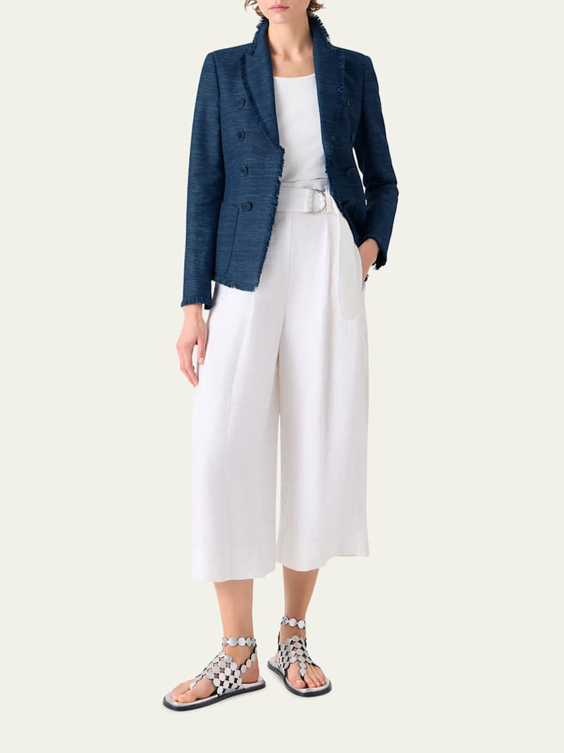 AKRIS Indian Silk Fringed Double-Breasted Blazer Jacket outlook