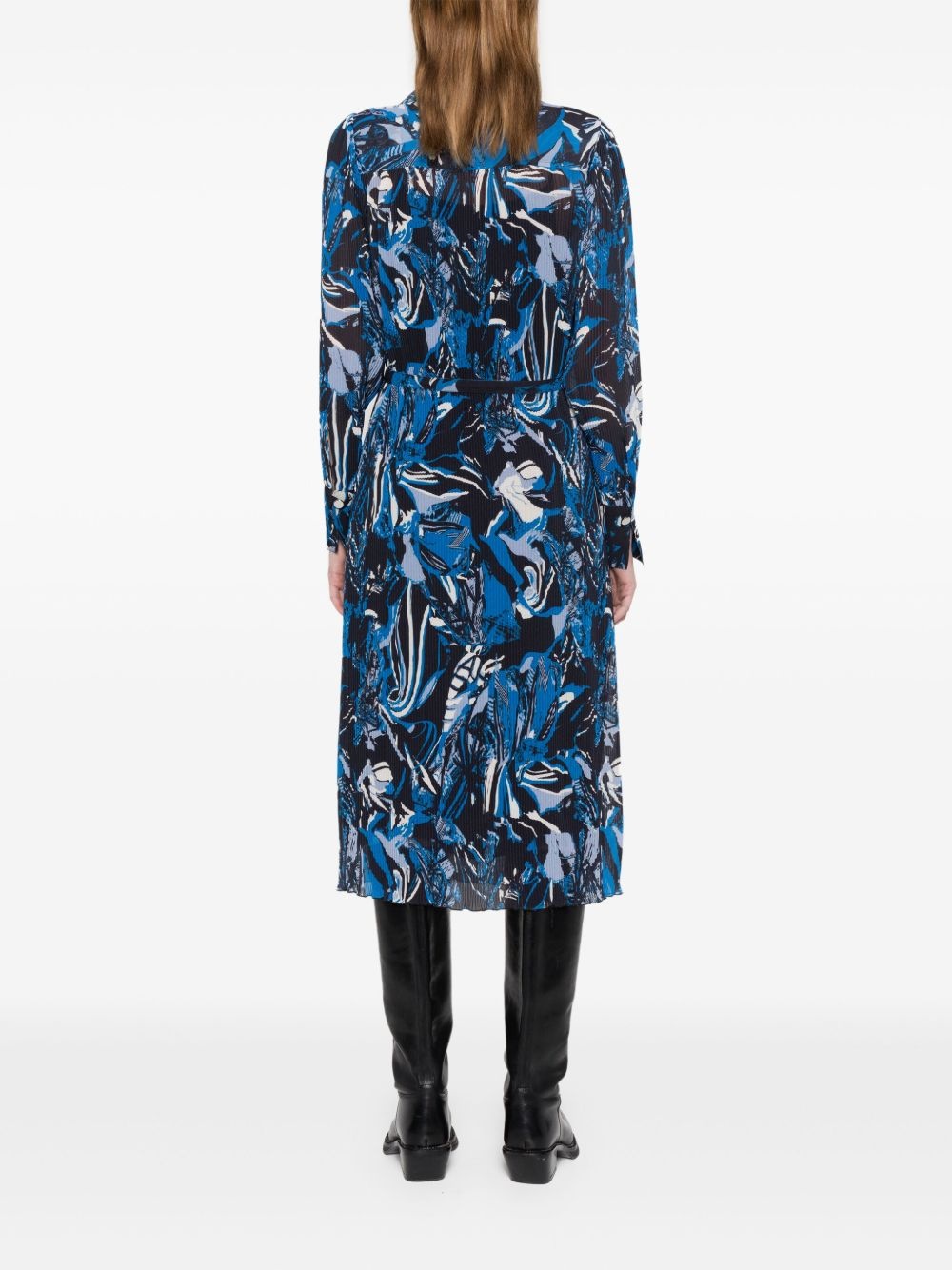 seasonal-print pleated midi dress - 4