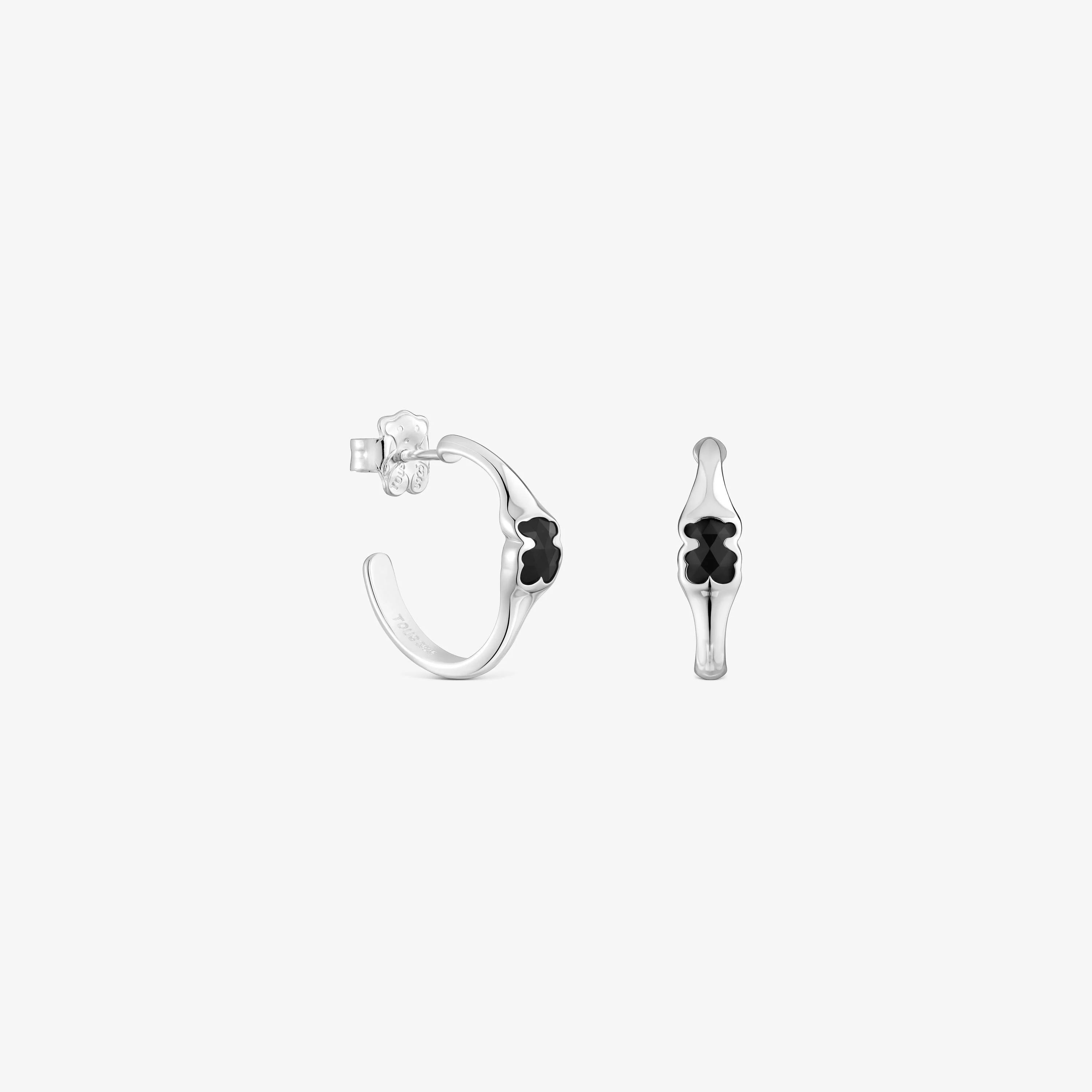 16.5 mm silver Hoop earrings with onyx bear motif TOUS Icon Color - 1