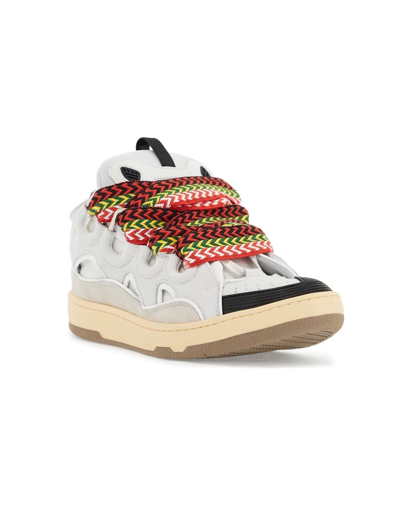 'curb' White Leather Blend Sneakers - 4