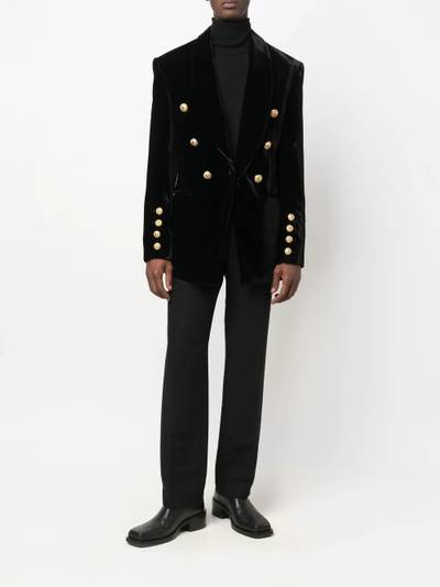 Balmain double-breasted velvet blazer outlook