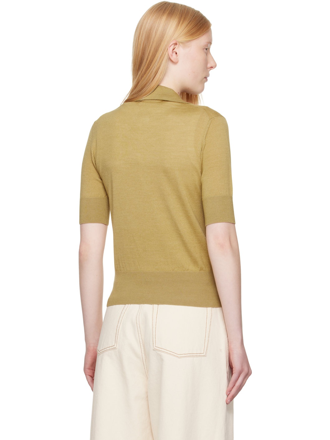 Khaki Wool Tonal Ami de Coeur Polo - 3