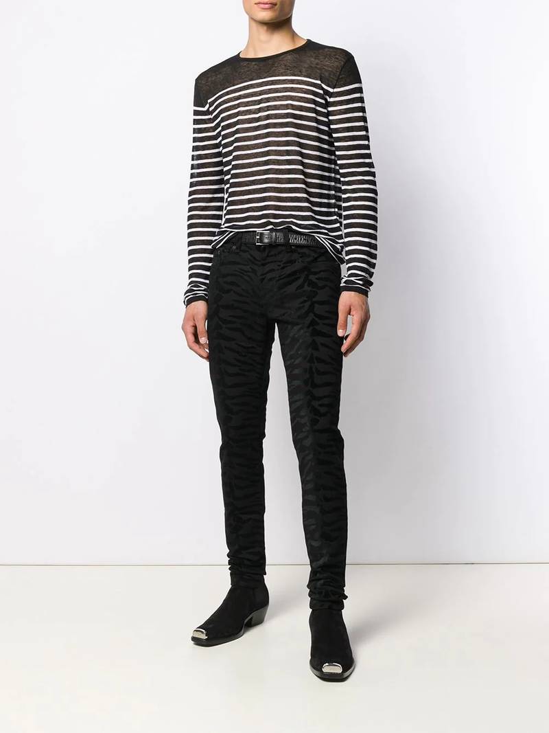 SAINT LAURENT zebra printed skinny jeans outlook