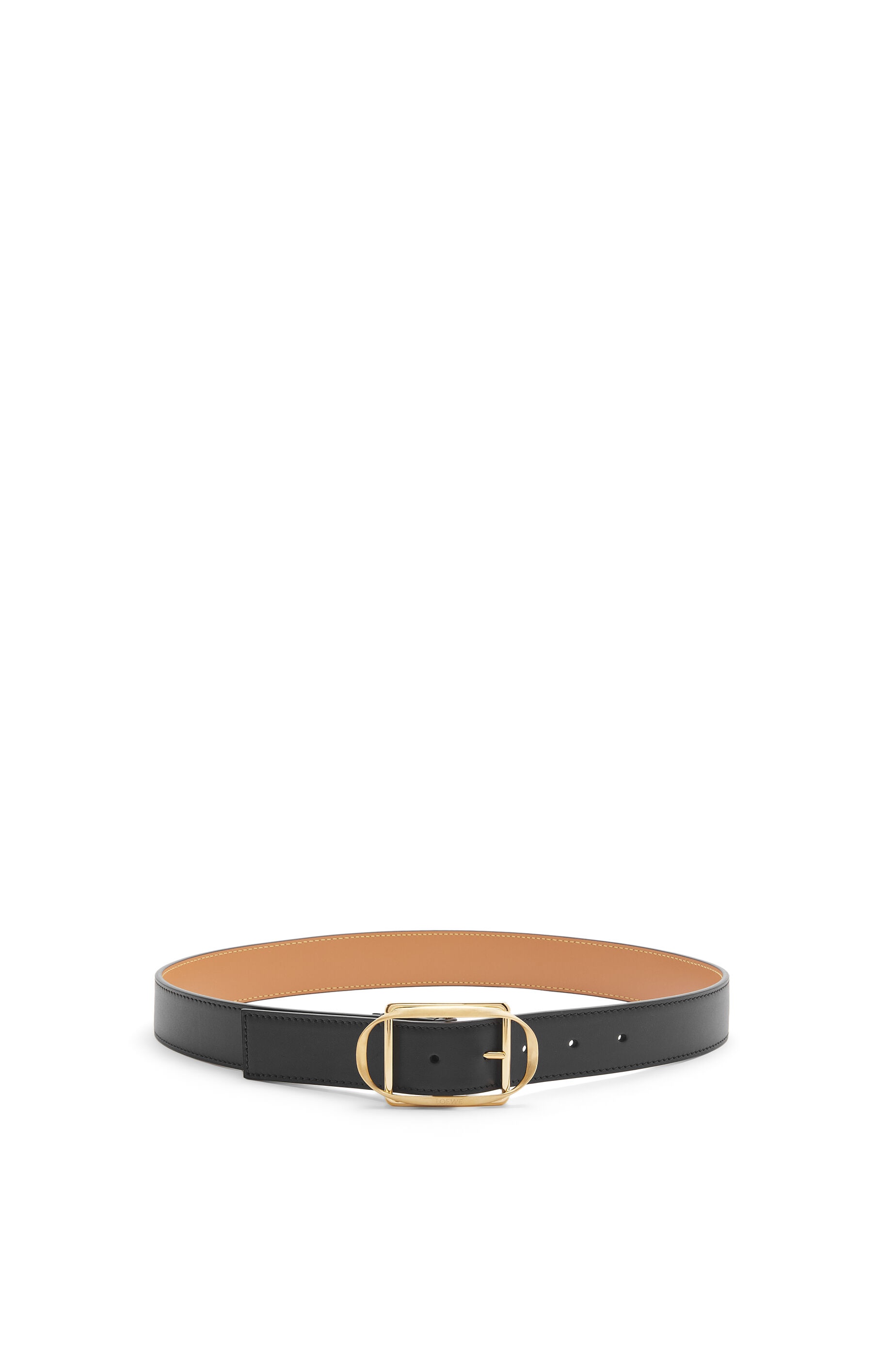 Curved buckle belt in smooth calfskin - 1