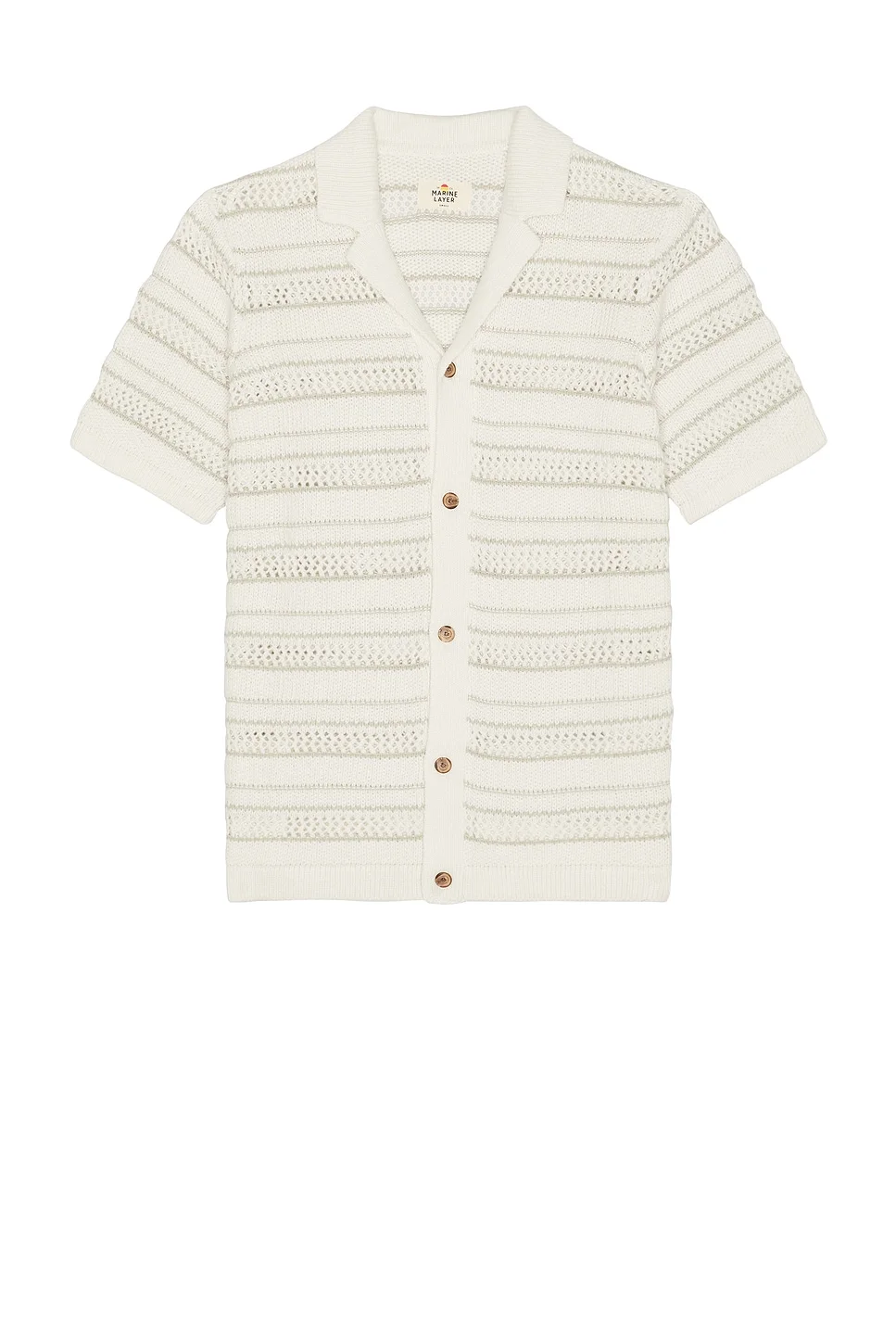 Open Knit Sweater Button Down Shirt - 1