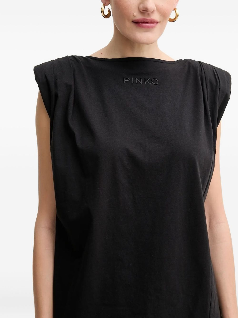padded-shoulder T-shirt dress - 4