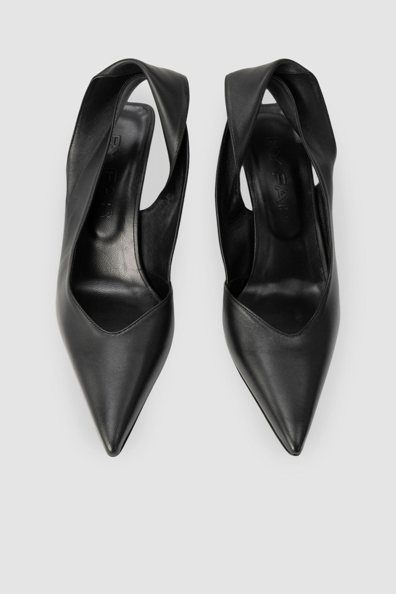 Yasha Black Nappa Leather Slingback Pump 3