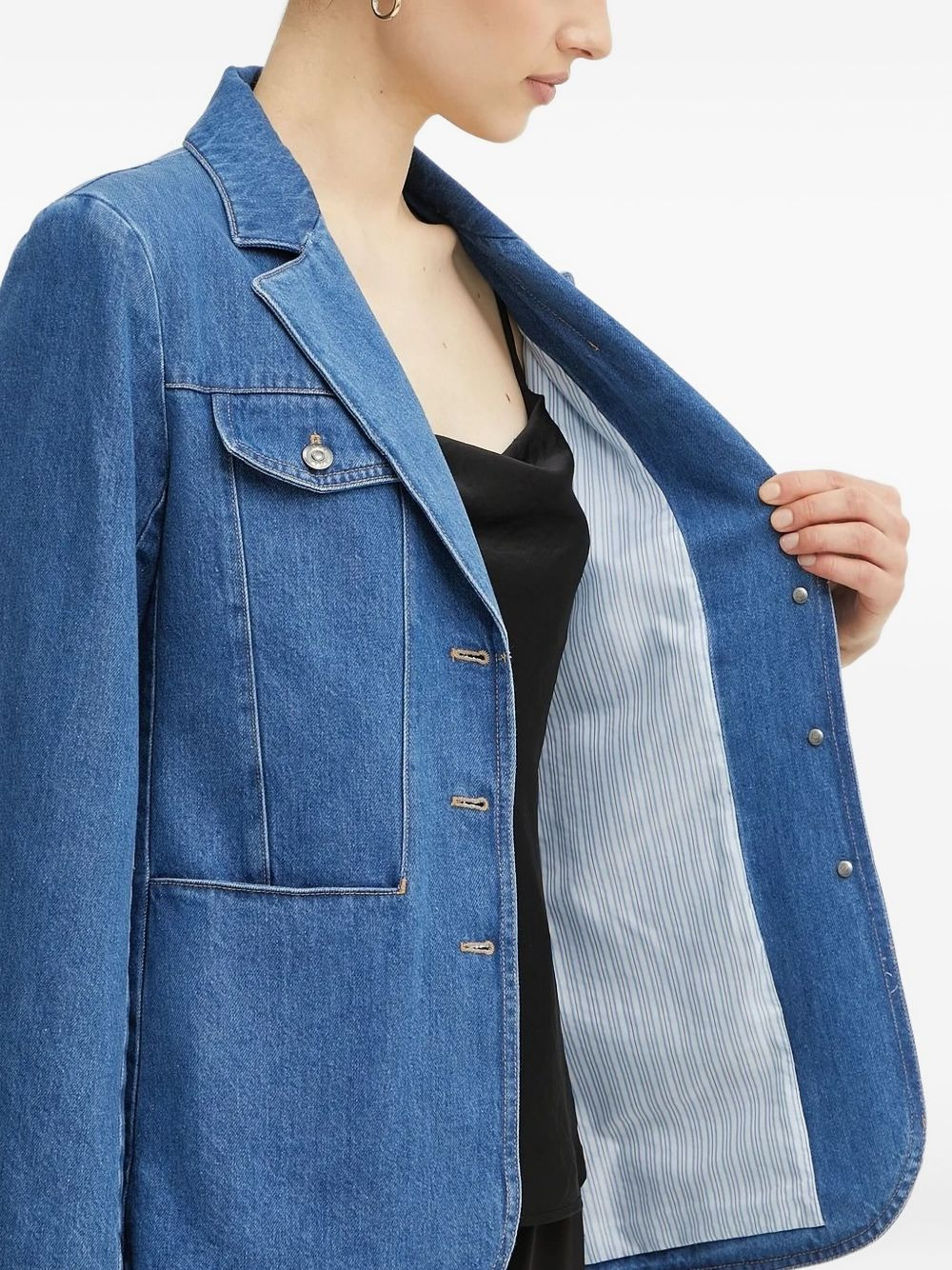 denim flap-pocket blazer - 5