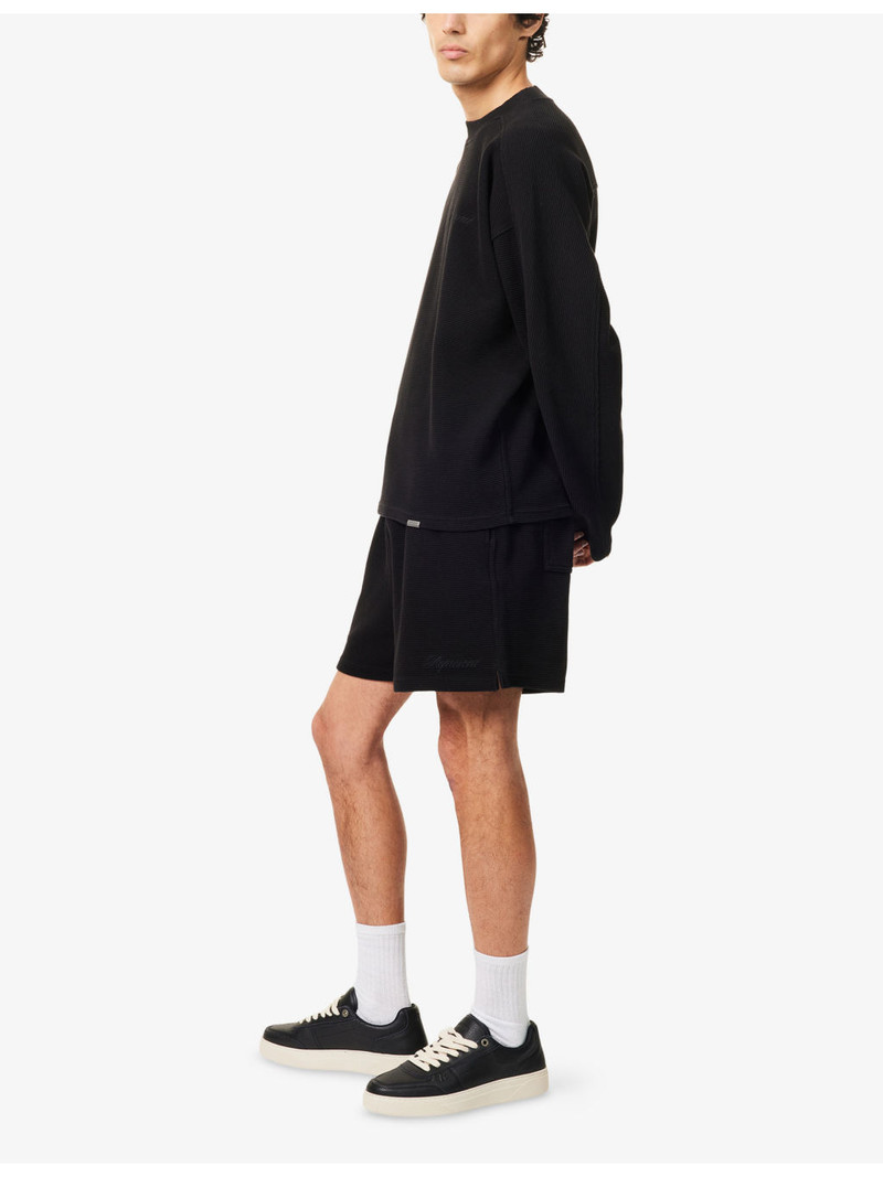 REPRESENT Waffle Draw-Cord Cotton Shorts outlook