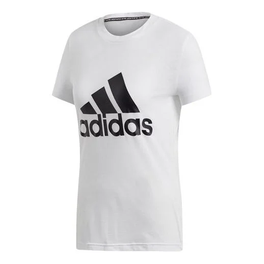 (WMNS) adidas Logo Alphabet Printing Sports Short Sleeve White DZ0013 - 1
