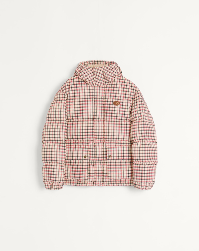 NYLON HOODED DOWN JACKET WITH VLOGO PATCH 1