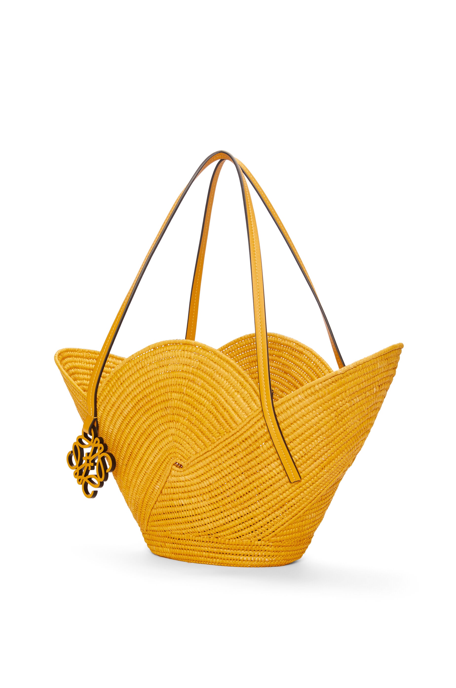 Petal basket bag in raffia and calfskin - 3