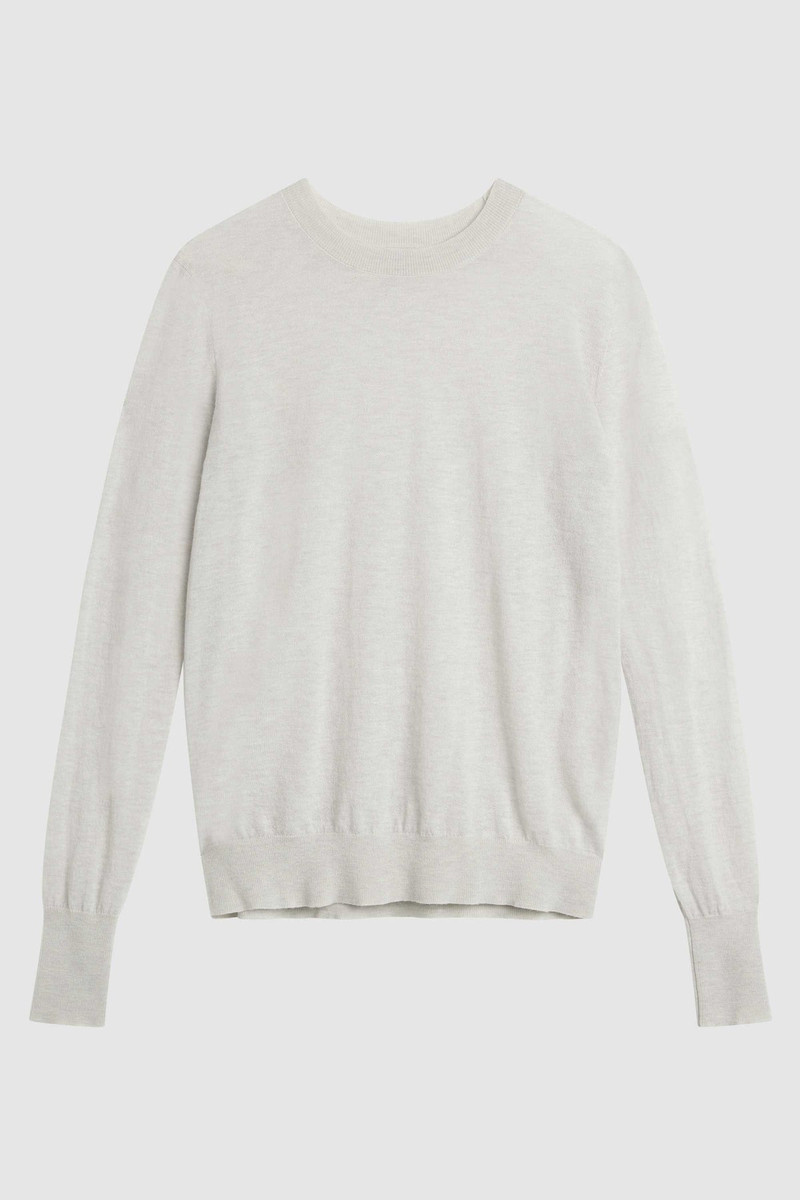 Merino Wool Slit Sleeve Sweater - Light Grey Marle 9