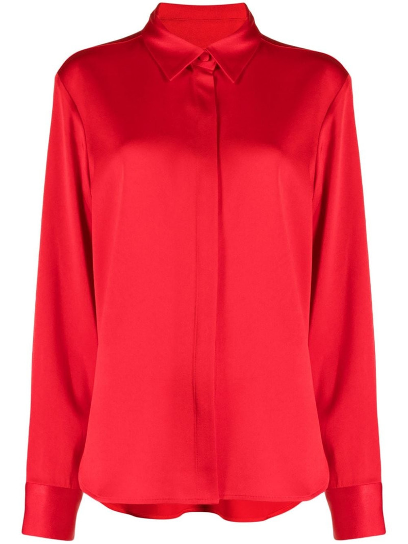 satin-finish button-down shirt 1