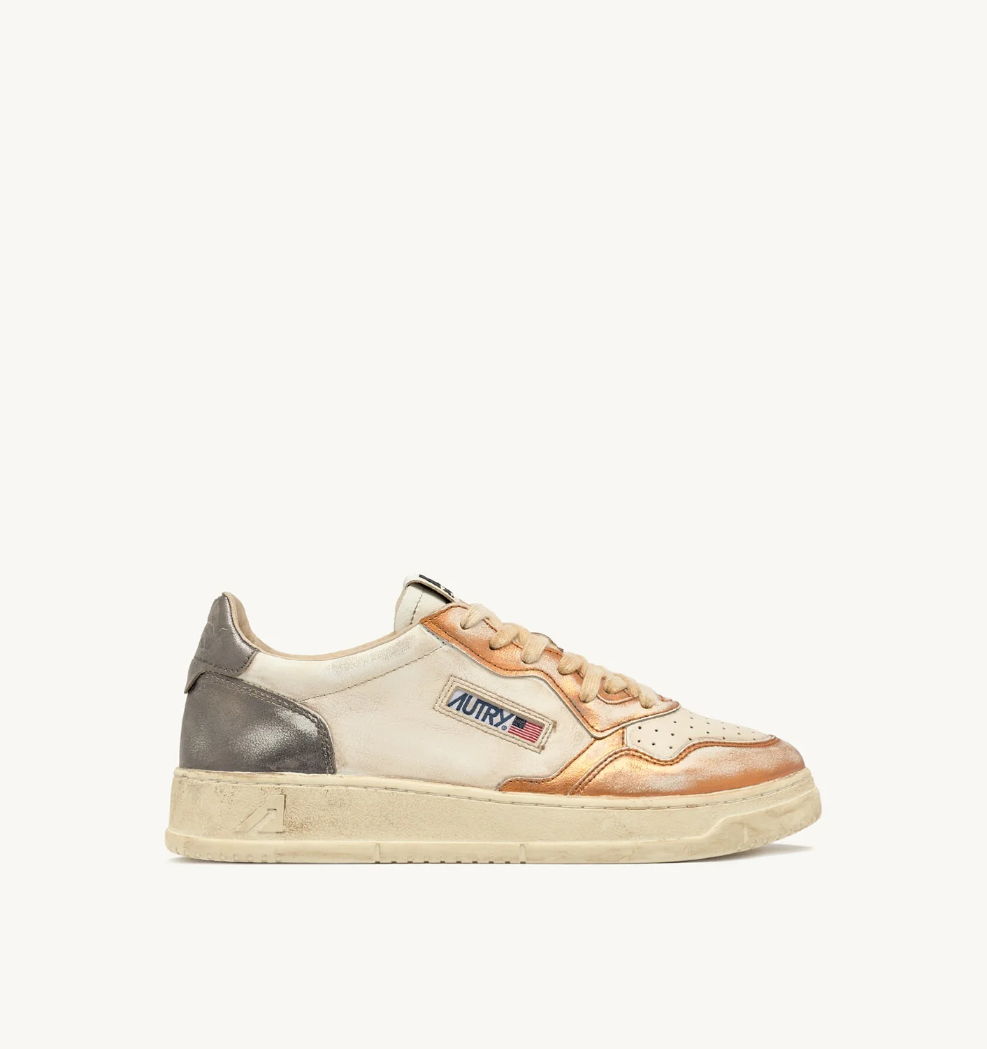 MEDALIST LOW SUPER VINTAGE SNEAKERS IN ORANGE AND GUN-METAL BRUSHED LEATHER - 1