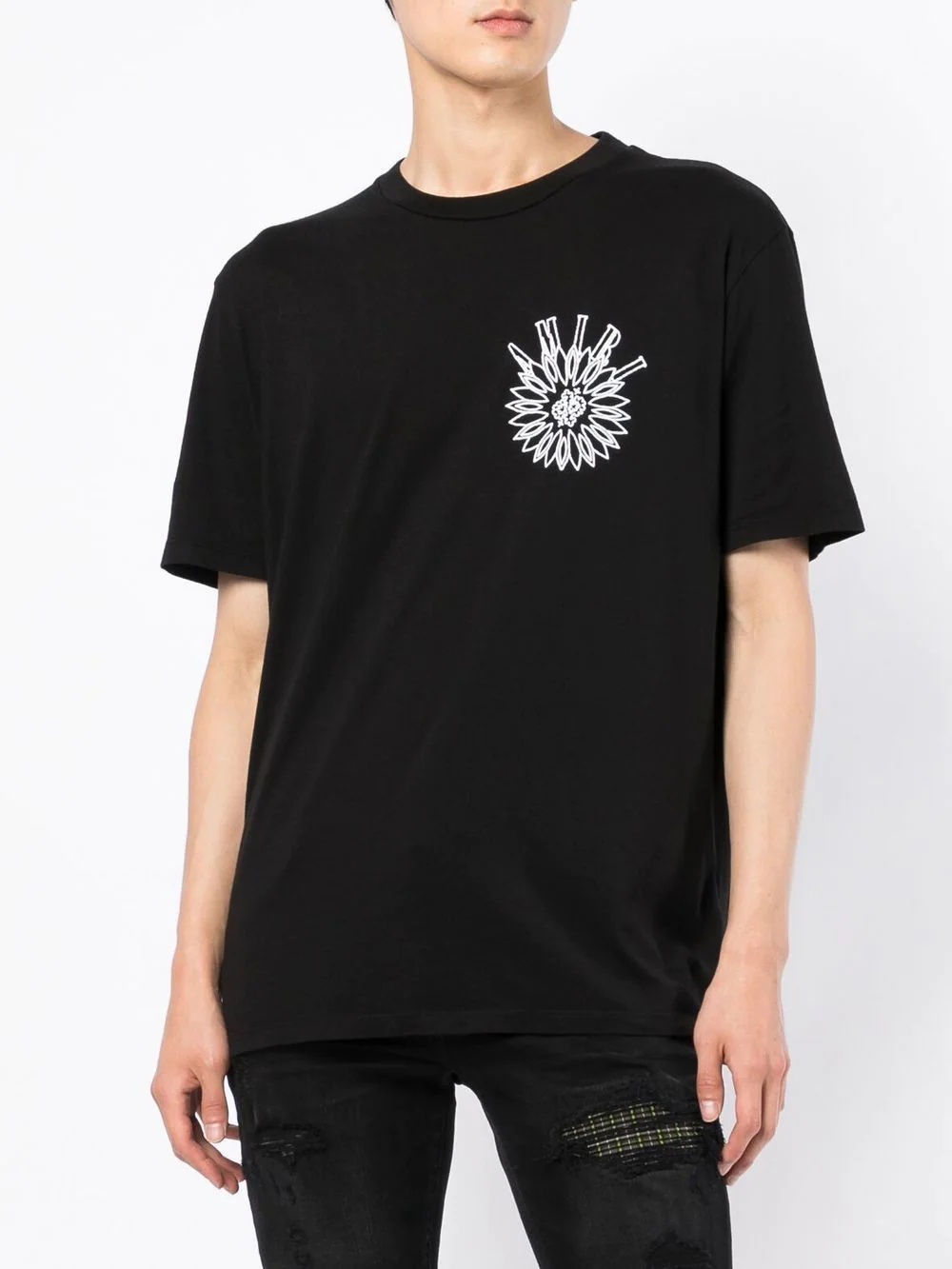 flower logo print cotton T-shirt - 3