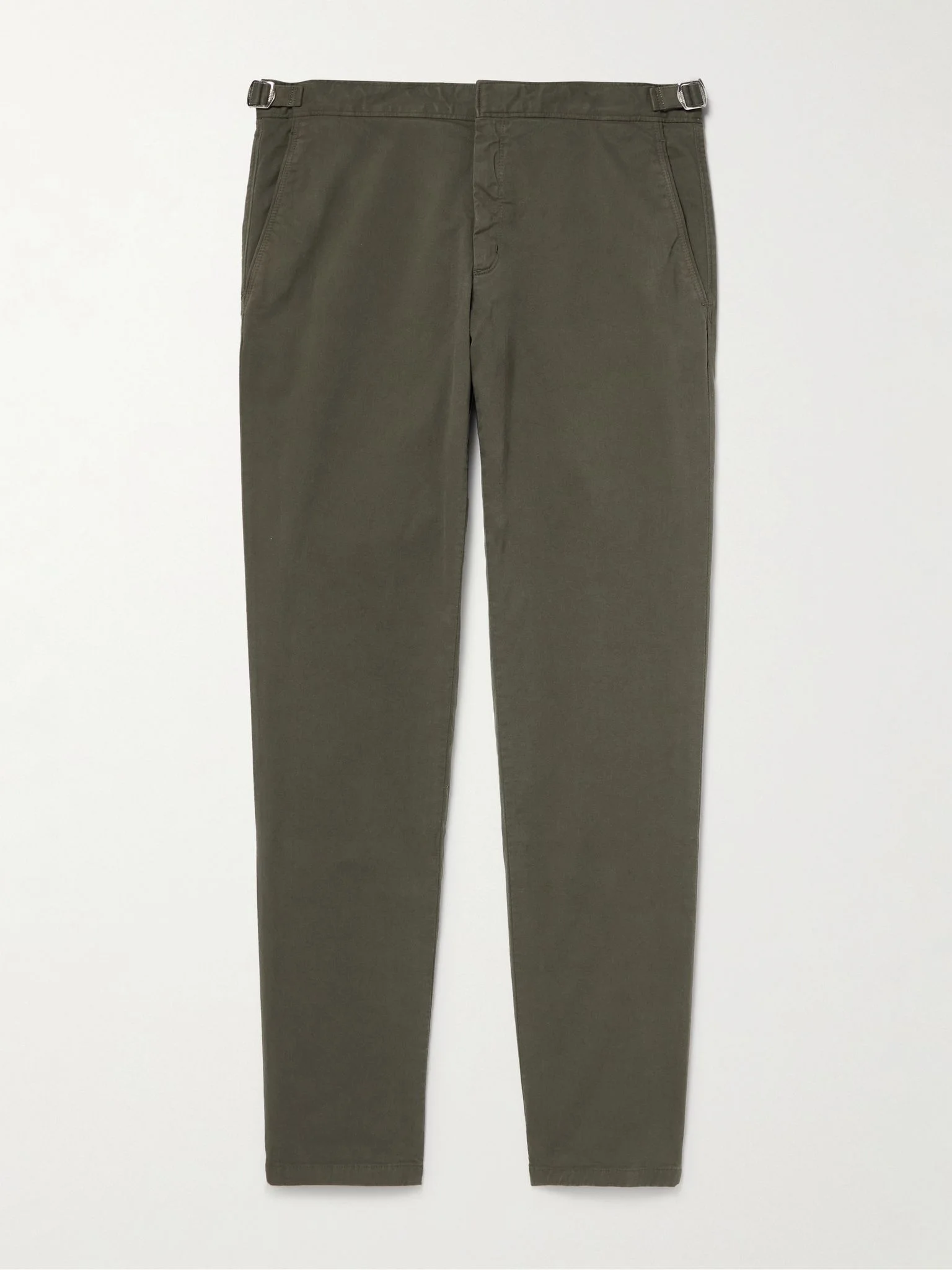 Fallon Straight-Leg Organic Cotton-Blend Twill Trousers Green - 1