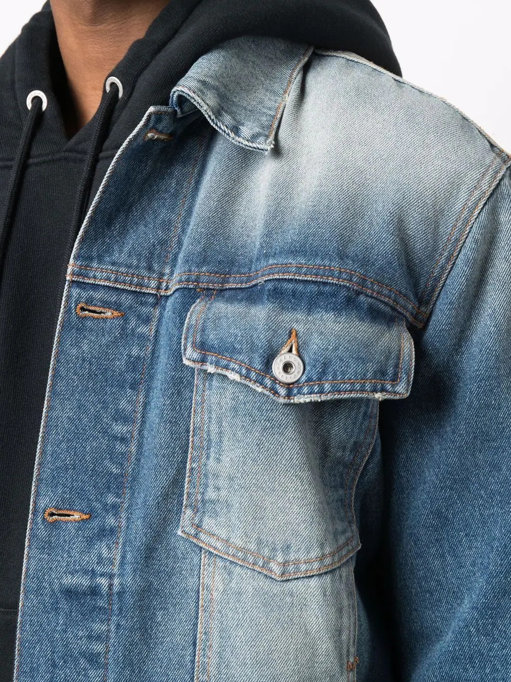 logo-patch stonewashed denim jacket - 5