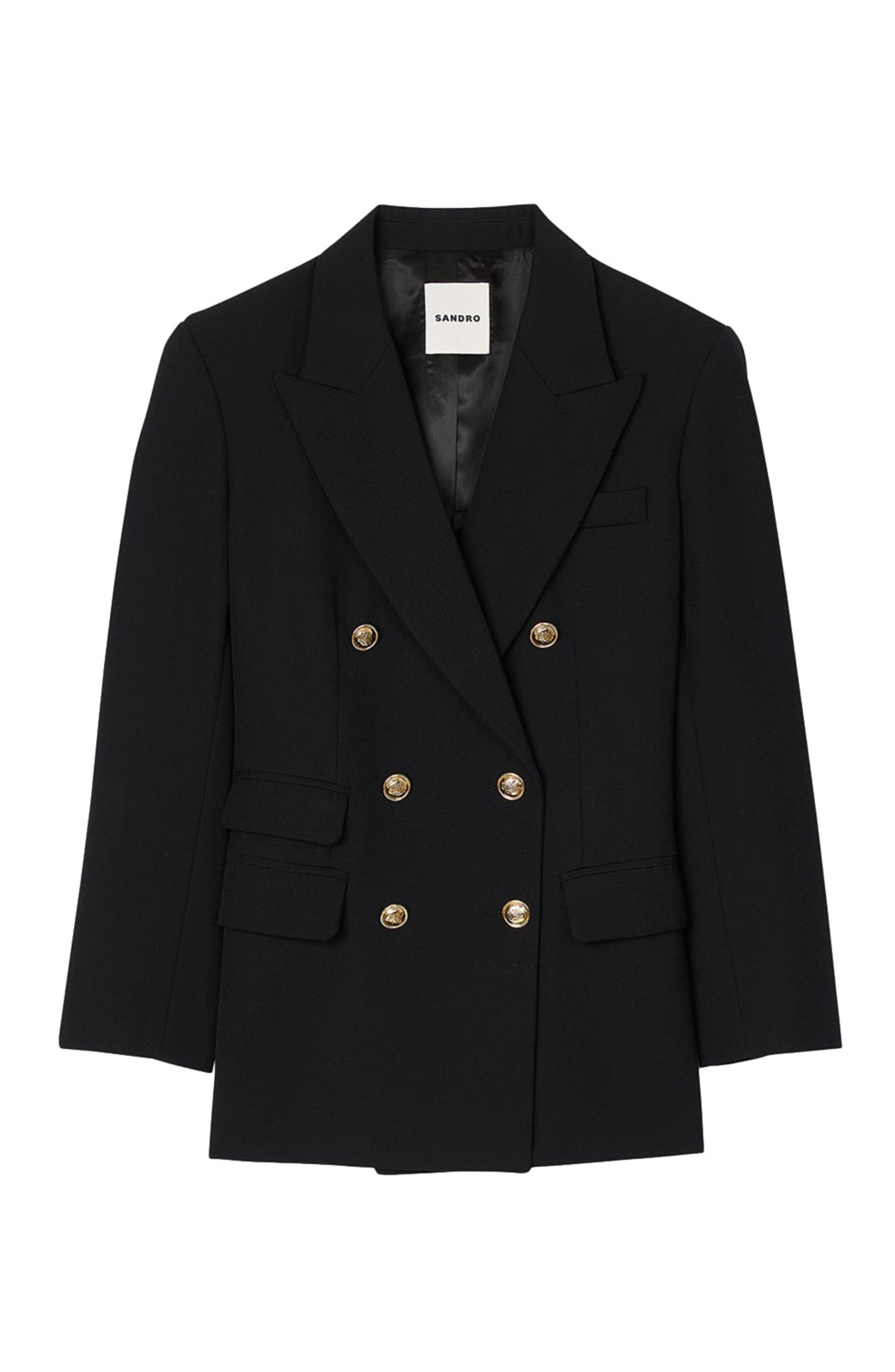SANDRO Double-breasted suit jacket in Black at Nordstrom - 6