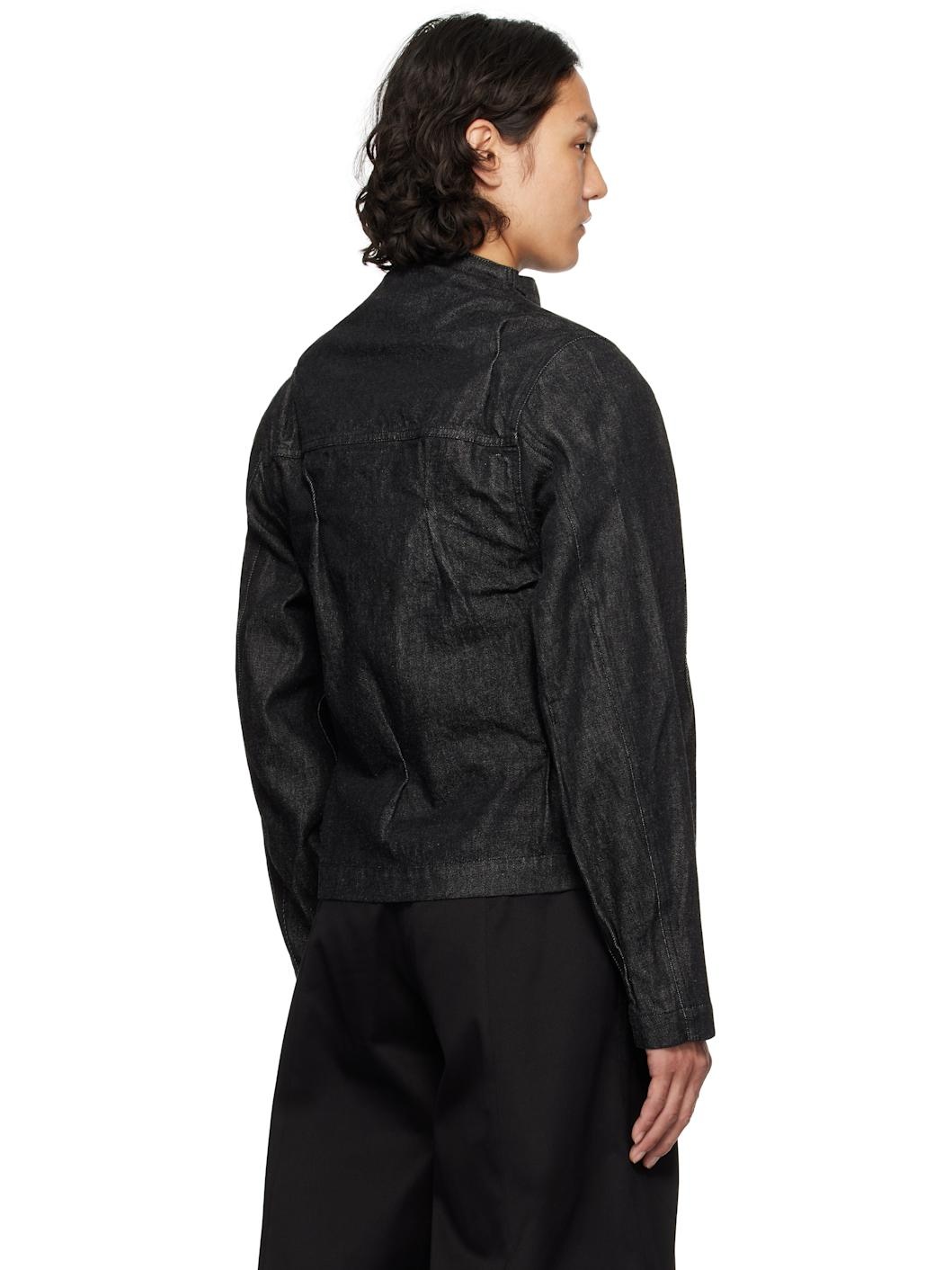 Black Pintuck Denim Jacket - 3