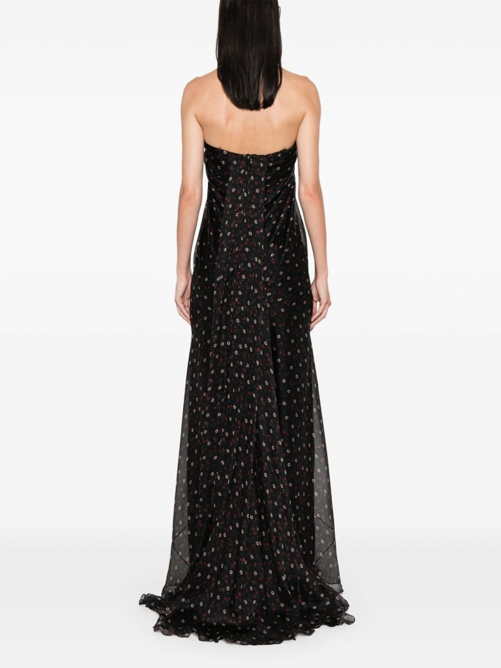 strapless silk dress - 4