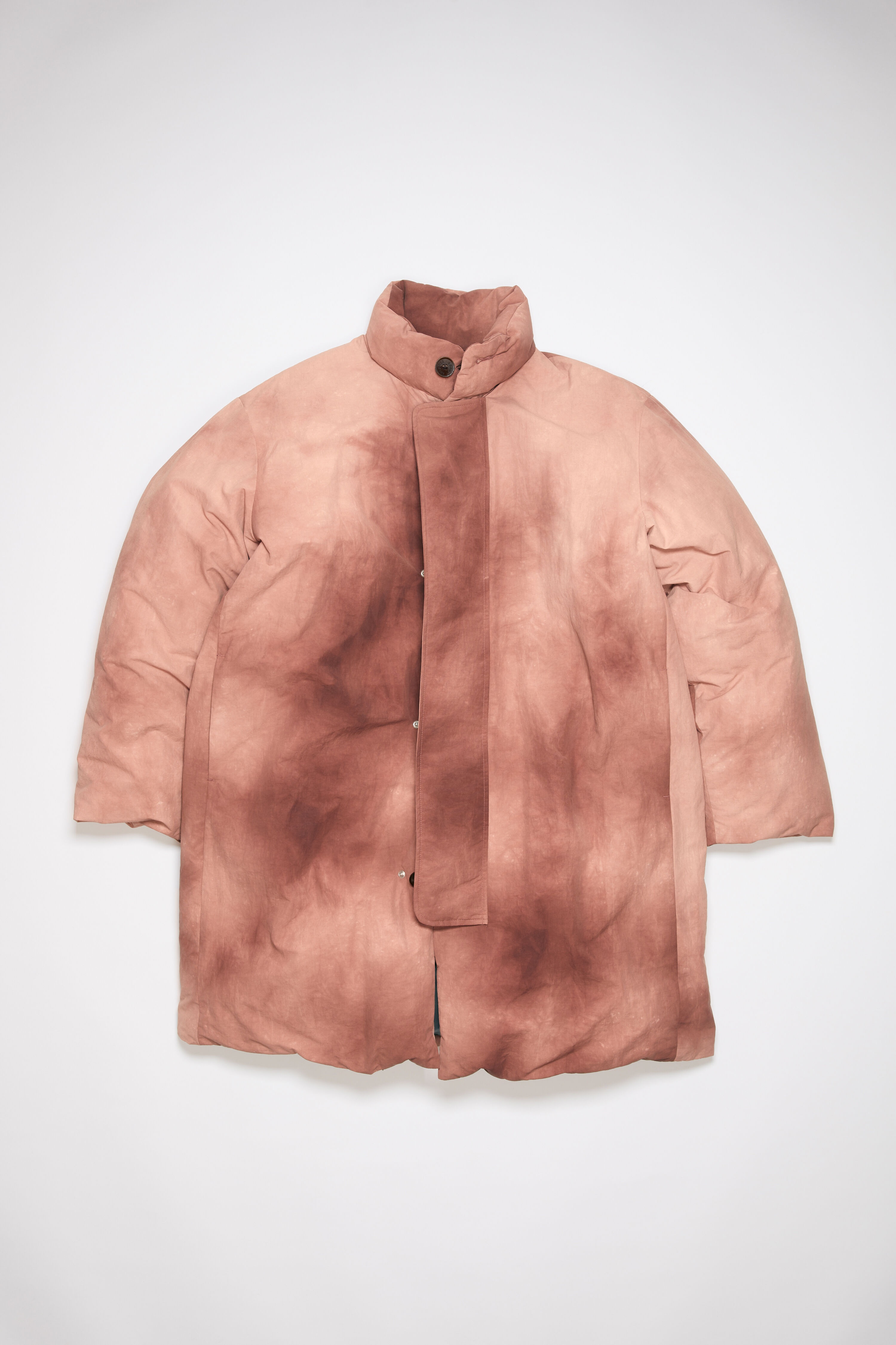 Dyed puffer coat - Rust red - 7