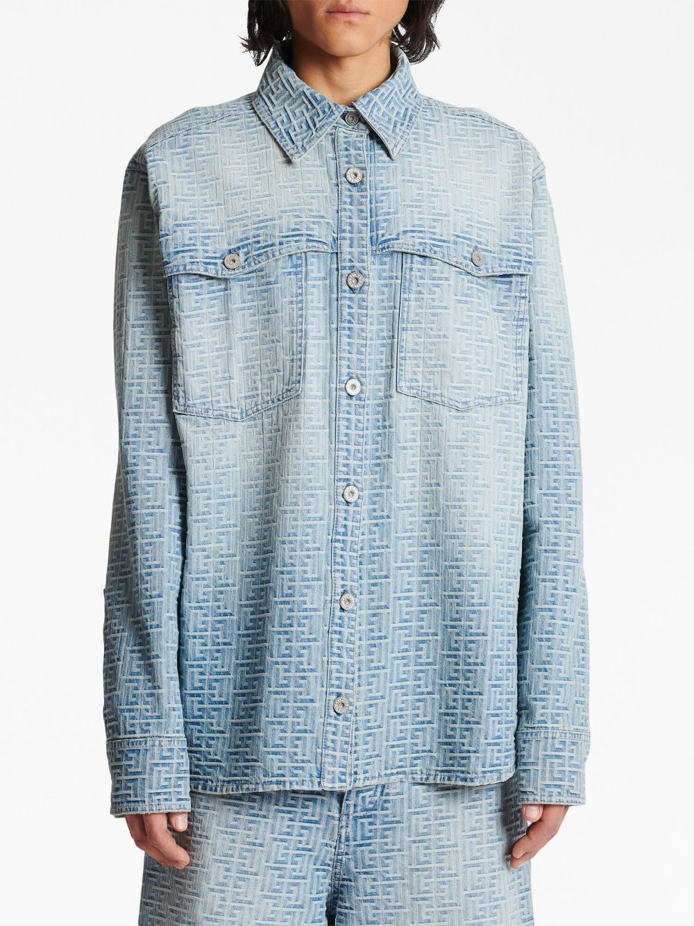 monogram-jacquard cotton shirt - 4