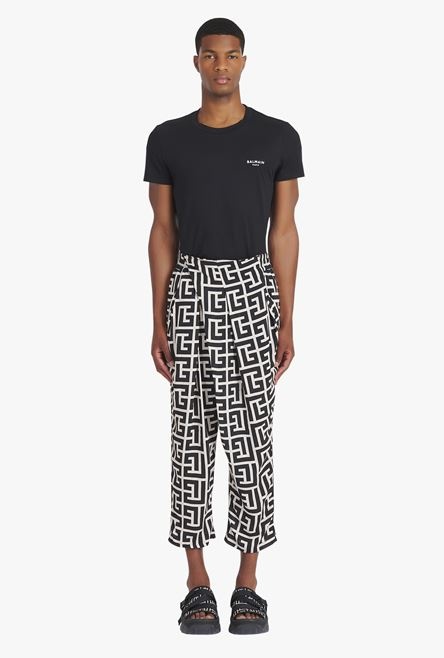 Ivory and black draped eco-designed pants with maxi Balmain monogram - 4