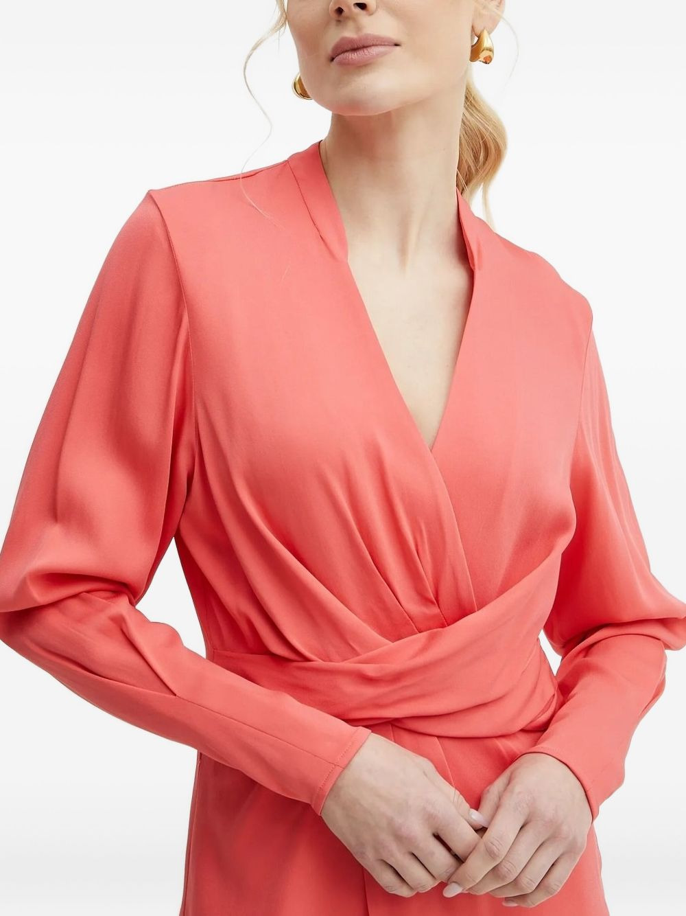 wrap-effect long-sleeve blouse - 3