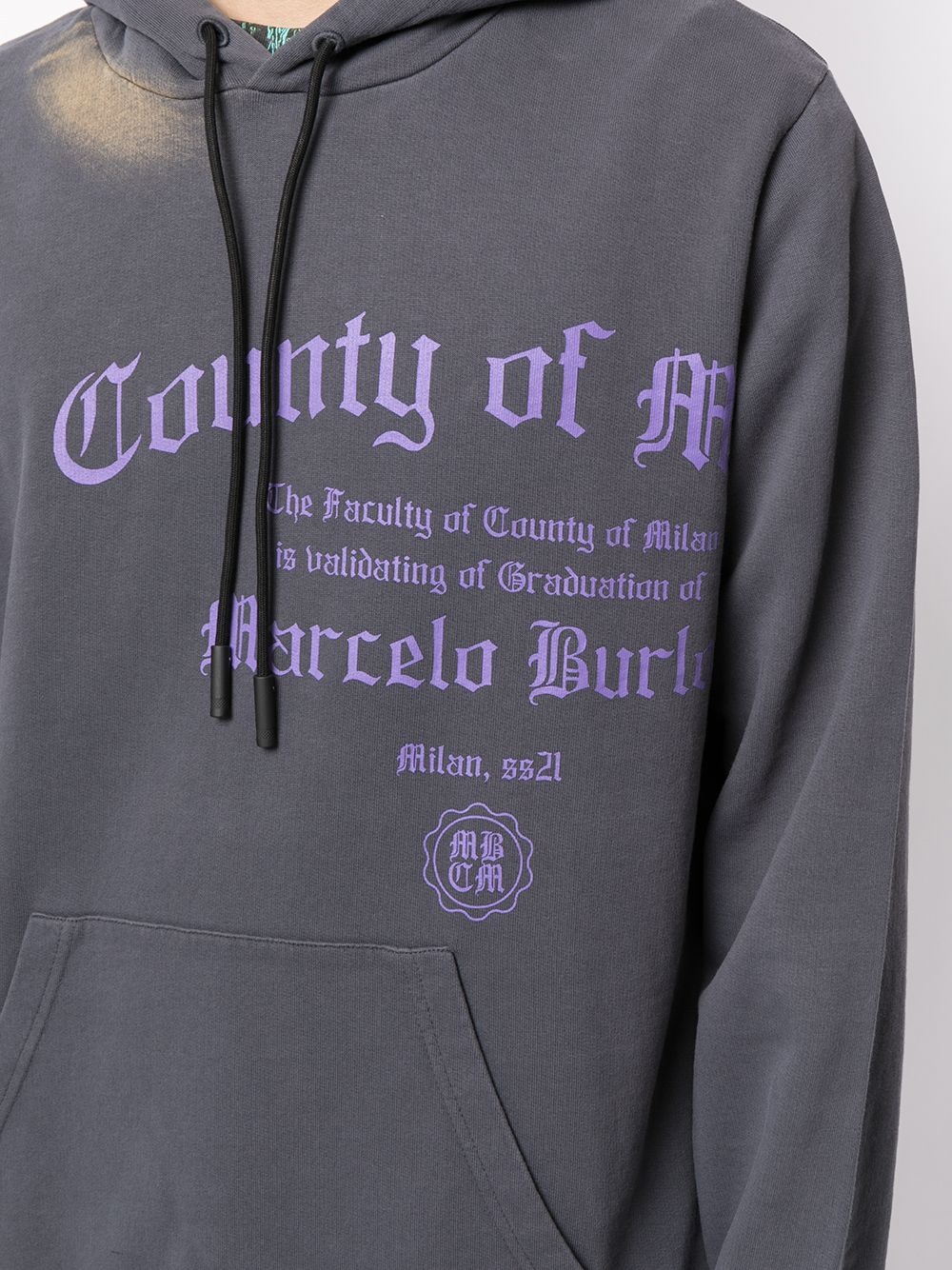 logo-print bleached effect hoodie - 5