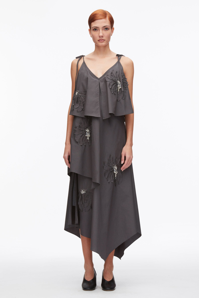 3.1 Phillip Lim Layered Midi Dress with Floral Appliqué outlook