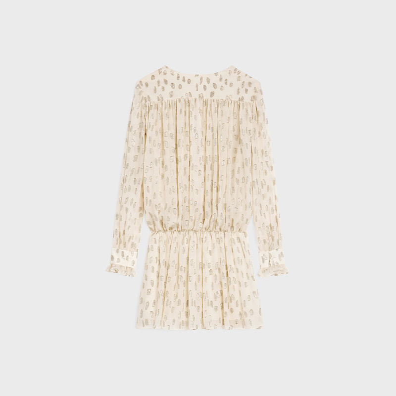 CELINE gathered mini dress in fil coupé silk lamé outlook