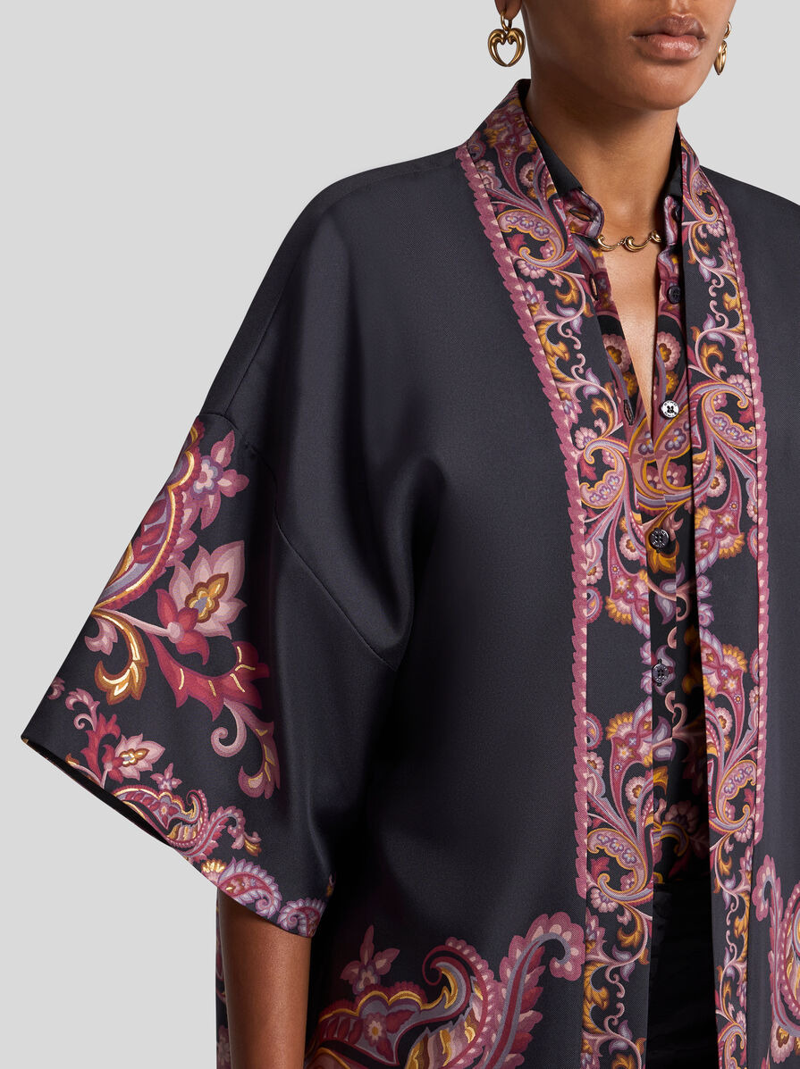 SILK TWILL KESA WITH PLACED PRINT - 2