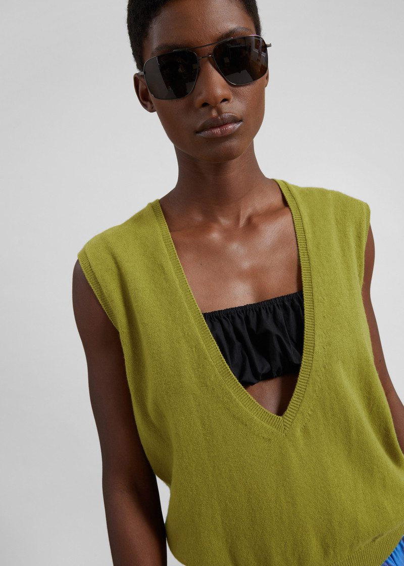 Lizan Deep V Neck Knit Vest - Chartreuse 8