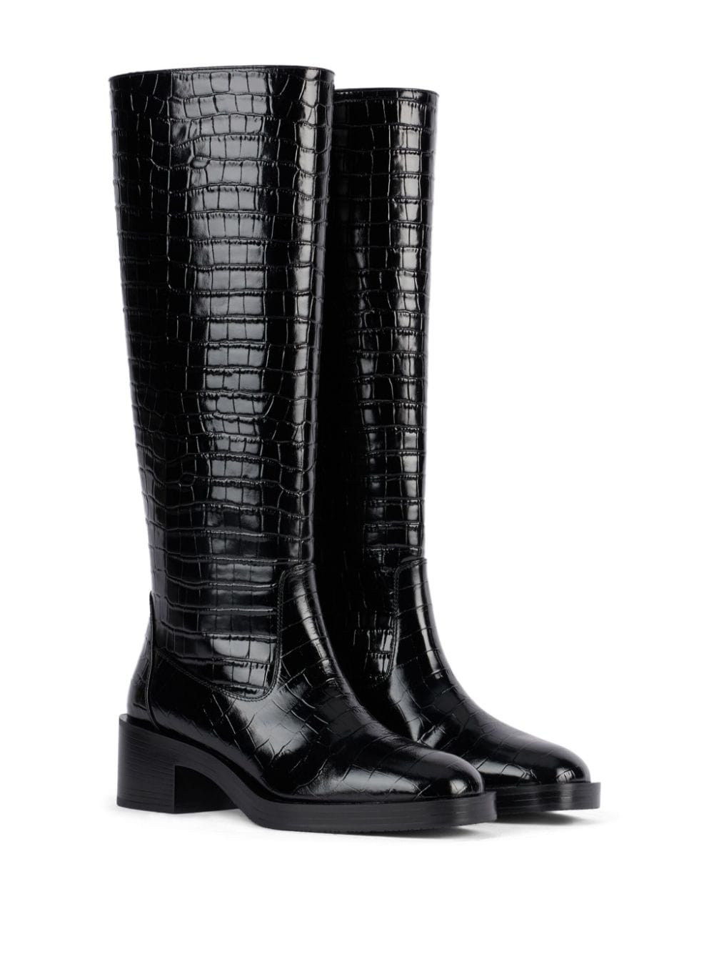 crocodile-embossed leather boots - 2