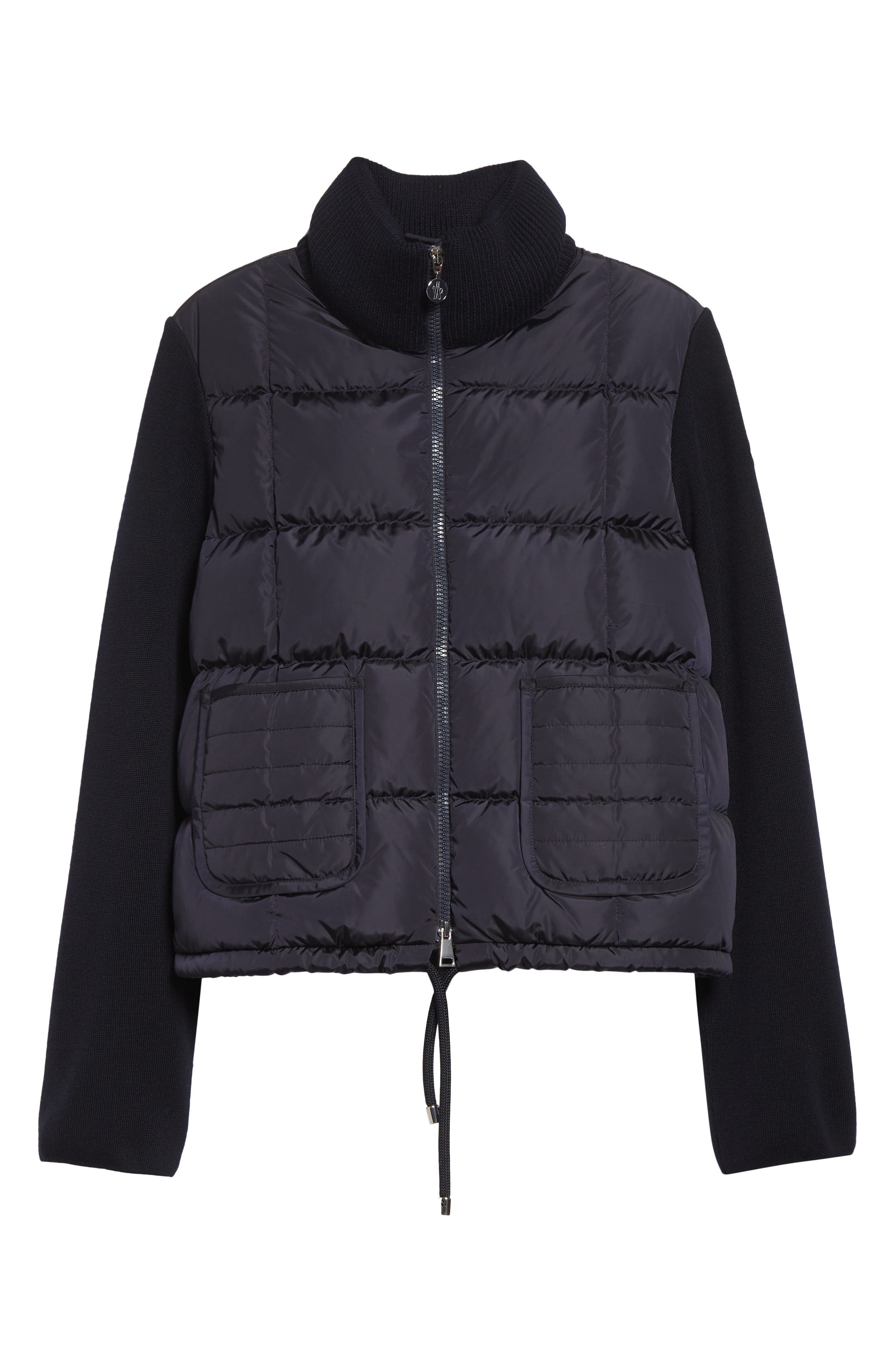 Moncler Virgin Wool Knit & Down Cardigan in Navy at Nordstrom - 6