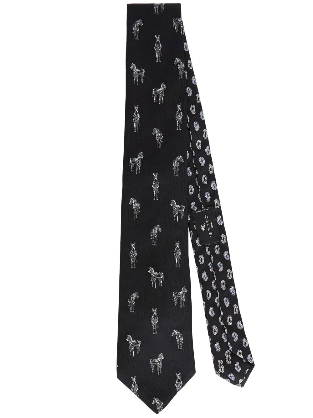 zebra-print silk tie - 1