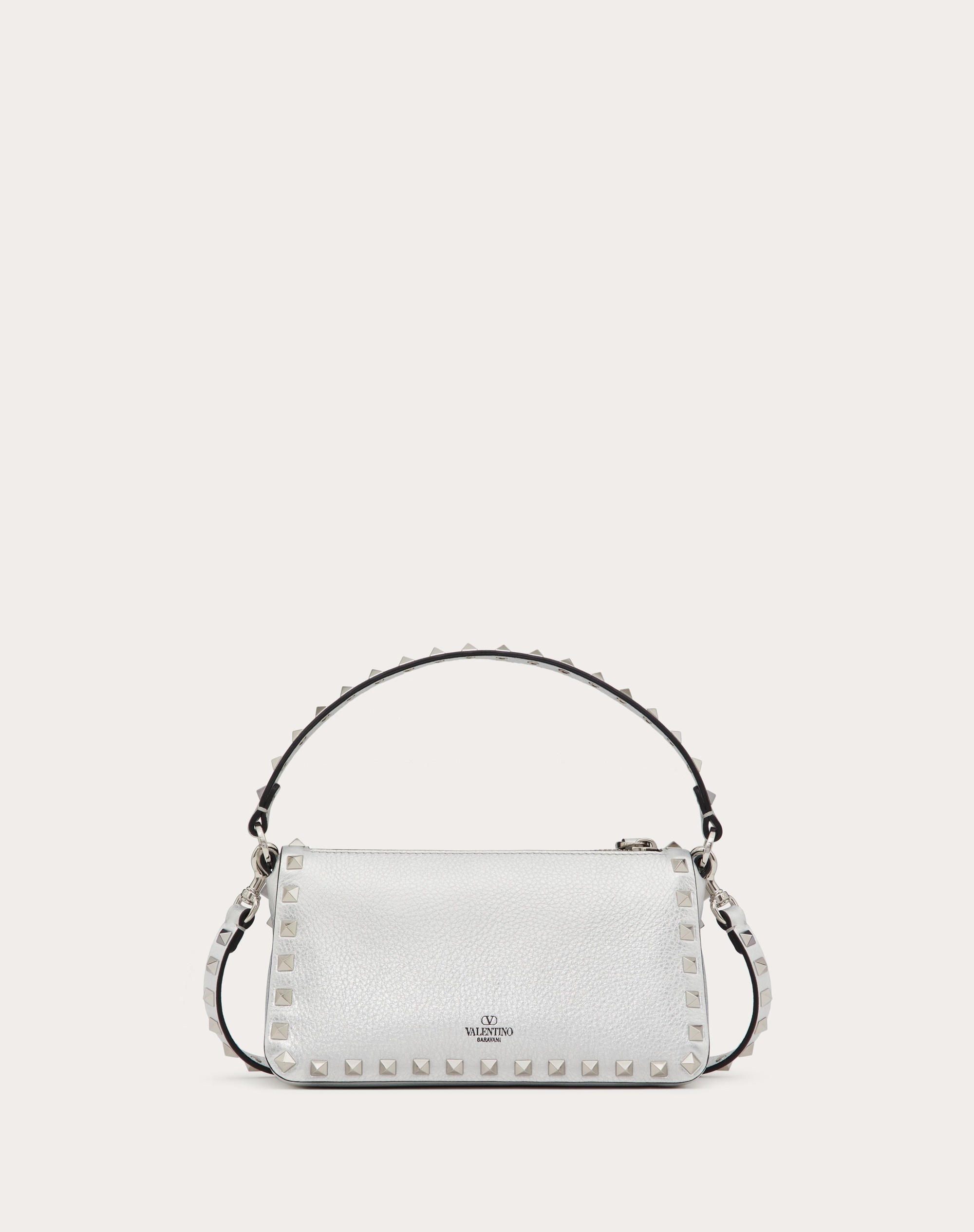SMALL ROCKSTUD GRAINY METALLIC CALFSKIN CROSSBODY BAG - 4