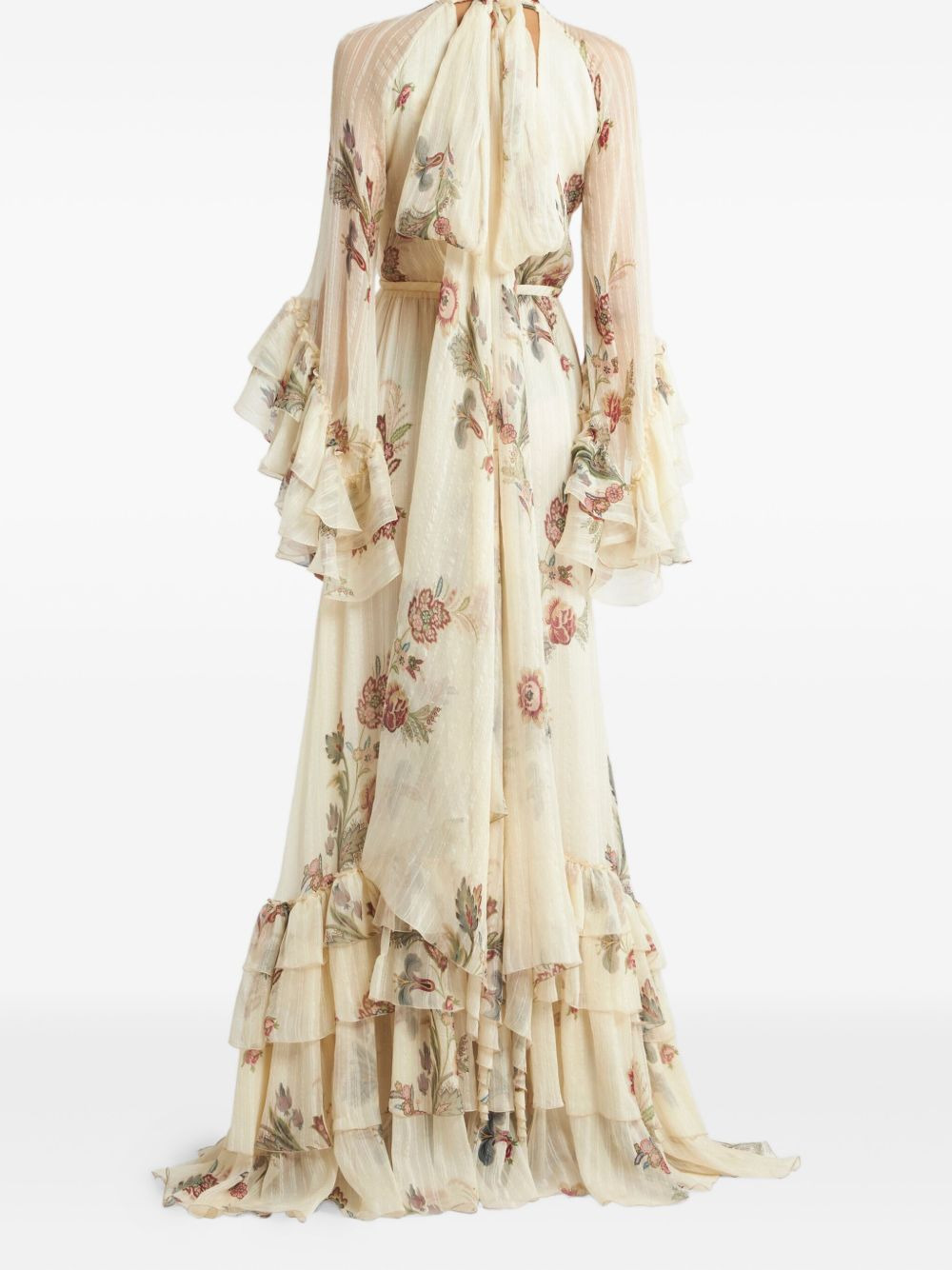 floral ruffled silk dress - 3