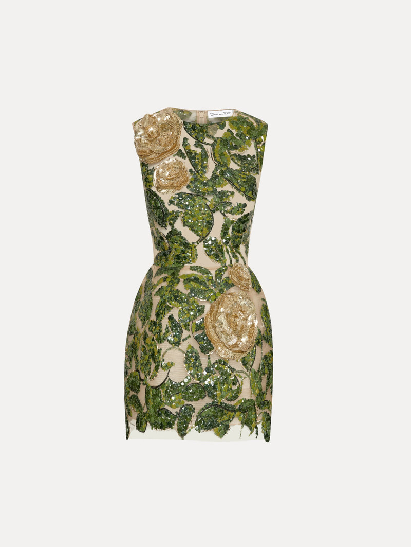 ENGLISH ROSE & LEAVES EMBROIDERED DRESS 1