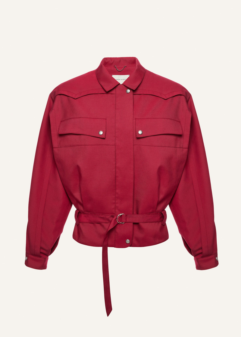 Oversized lyocell jacket in crimson red 1