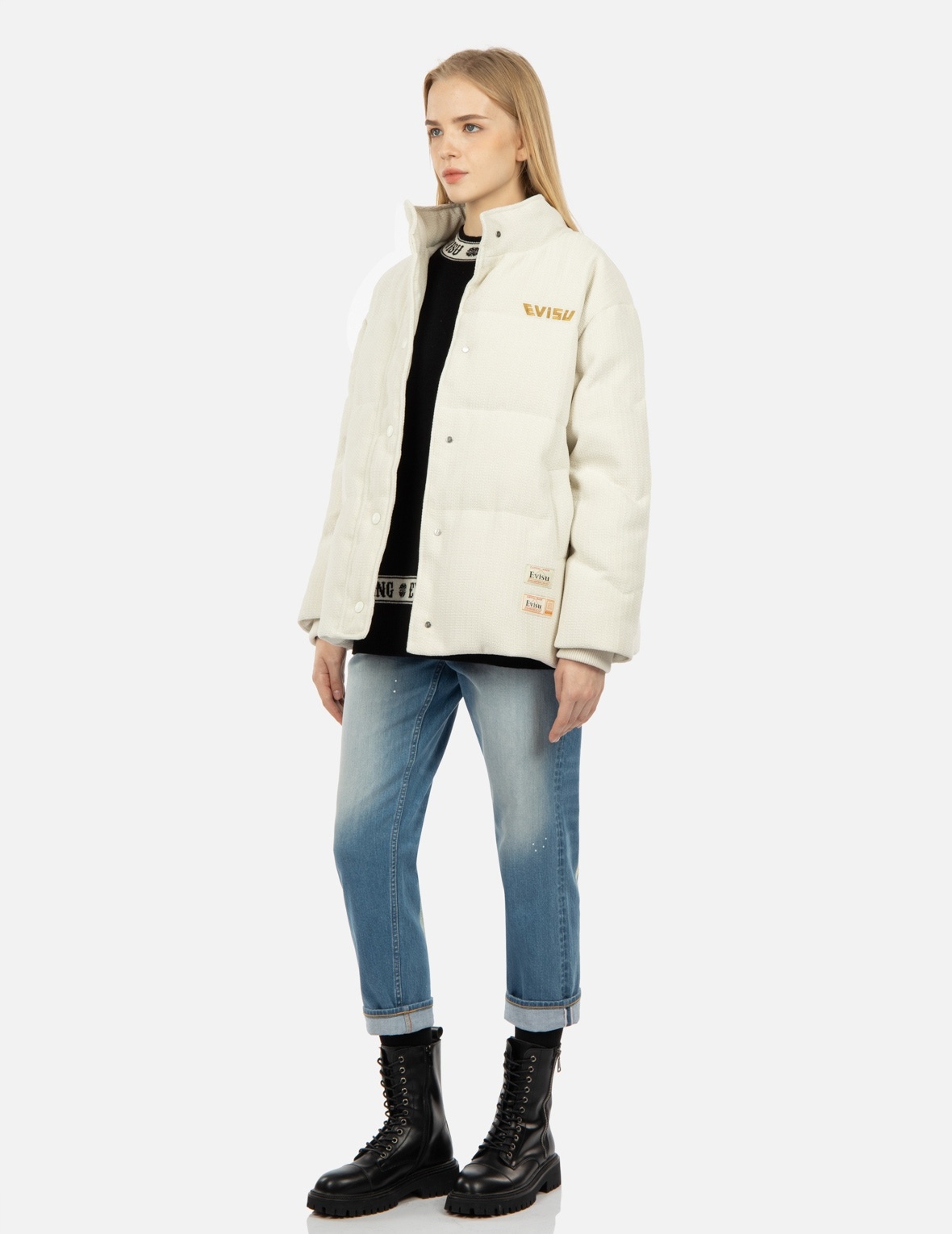SEAGULL APPLIQUÉ CORDUROY DOWN JACKET - 4