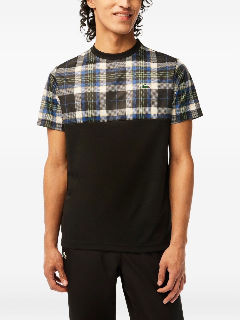plaid-panel T-shirt - 3