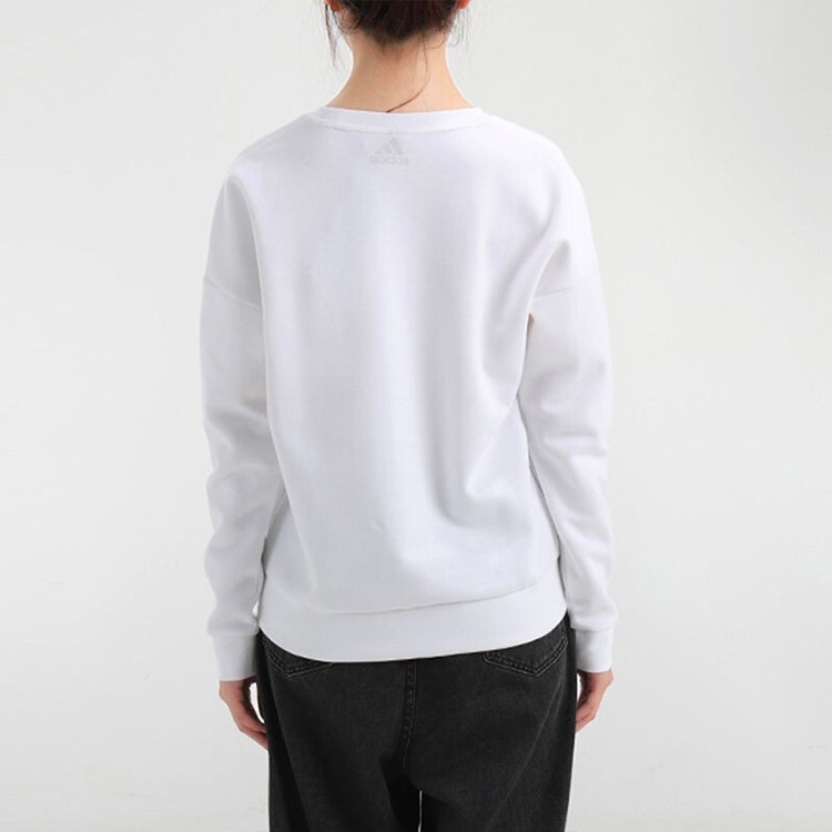 (WMNS) adidas Athleisure Casual Sports Round Neck Pullover White Hoodie GF0167 - 4