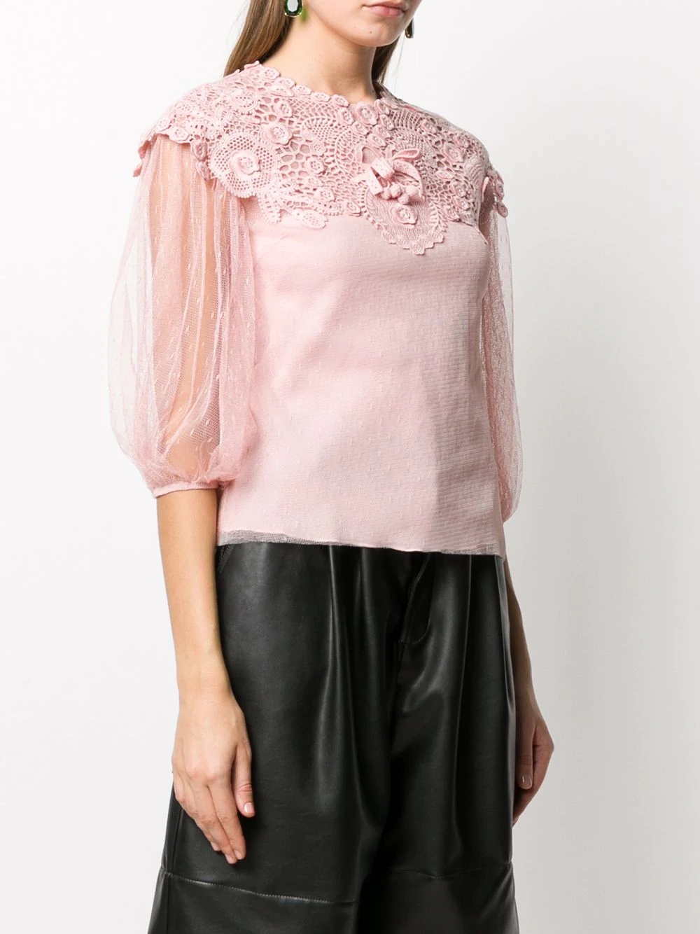 lace overlay blouse - 3