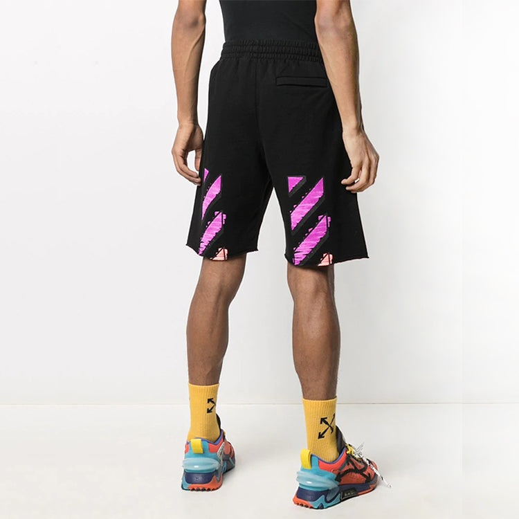 Off-White SS21 Diag Stripe Sweat Shorts Men s Black OMCI006R21FLE0021032 - 4