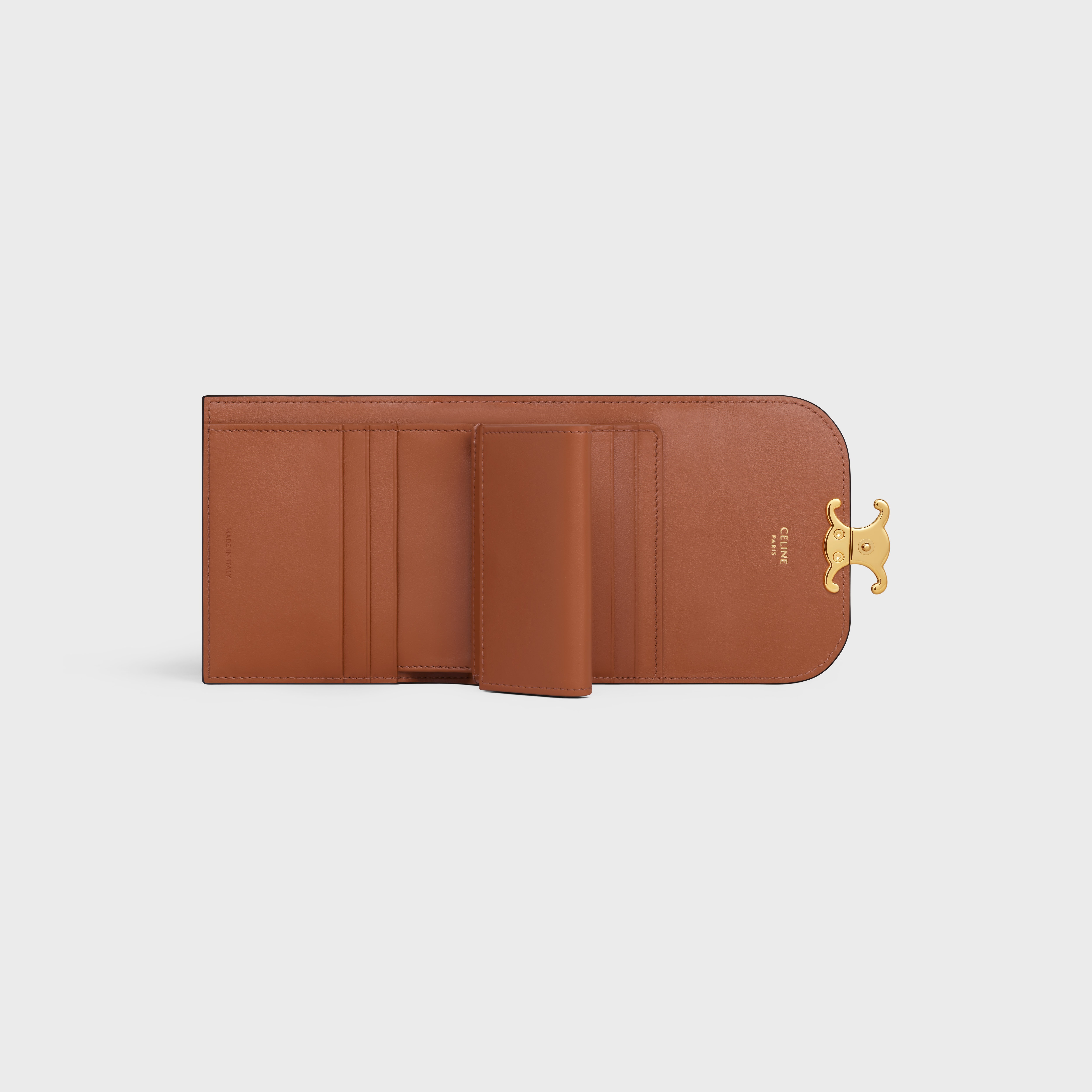 【CELINE】CANVAS TRIOMPHE SMALL FLAP WALLET Small Flap Wallet TRIOMPHE IN Triomphe Canvas - TAN | CELINE