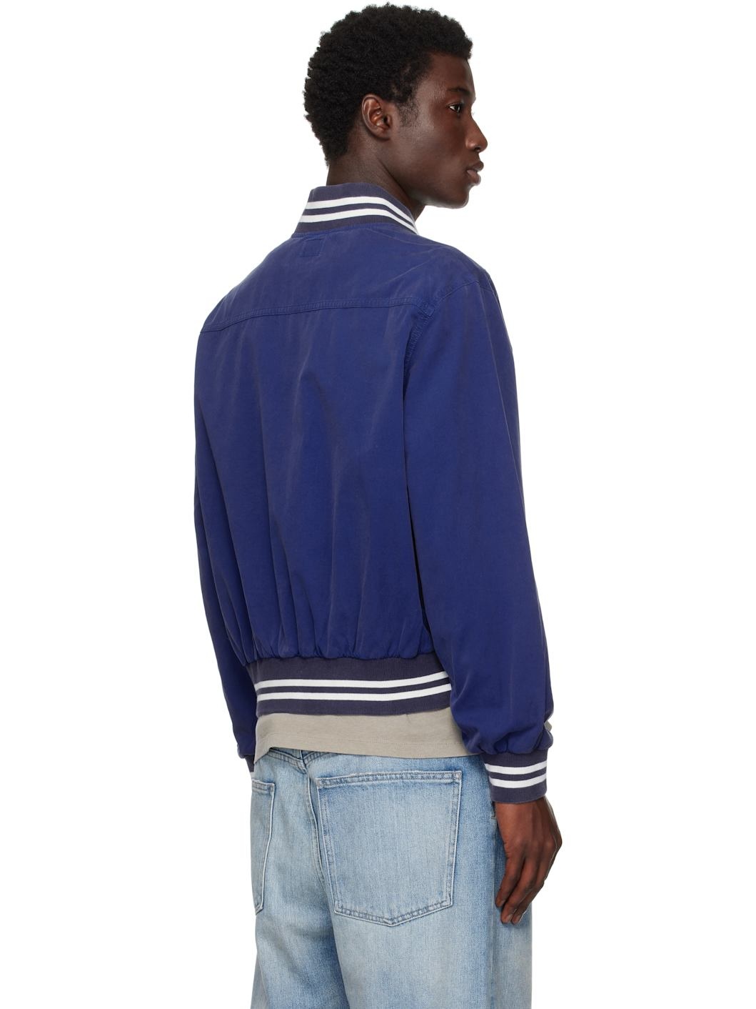 Blue Cotton Varsity Jacket - 3