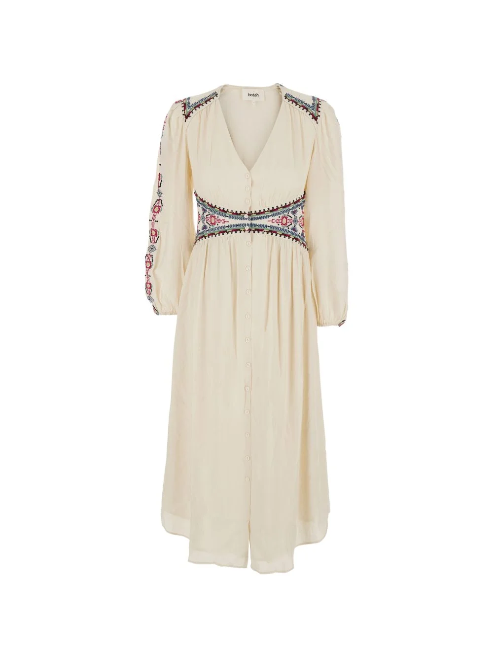 Tina embroidered button-down dress - 1