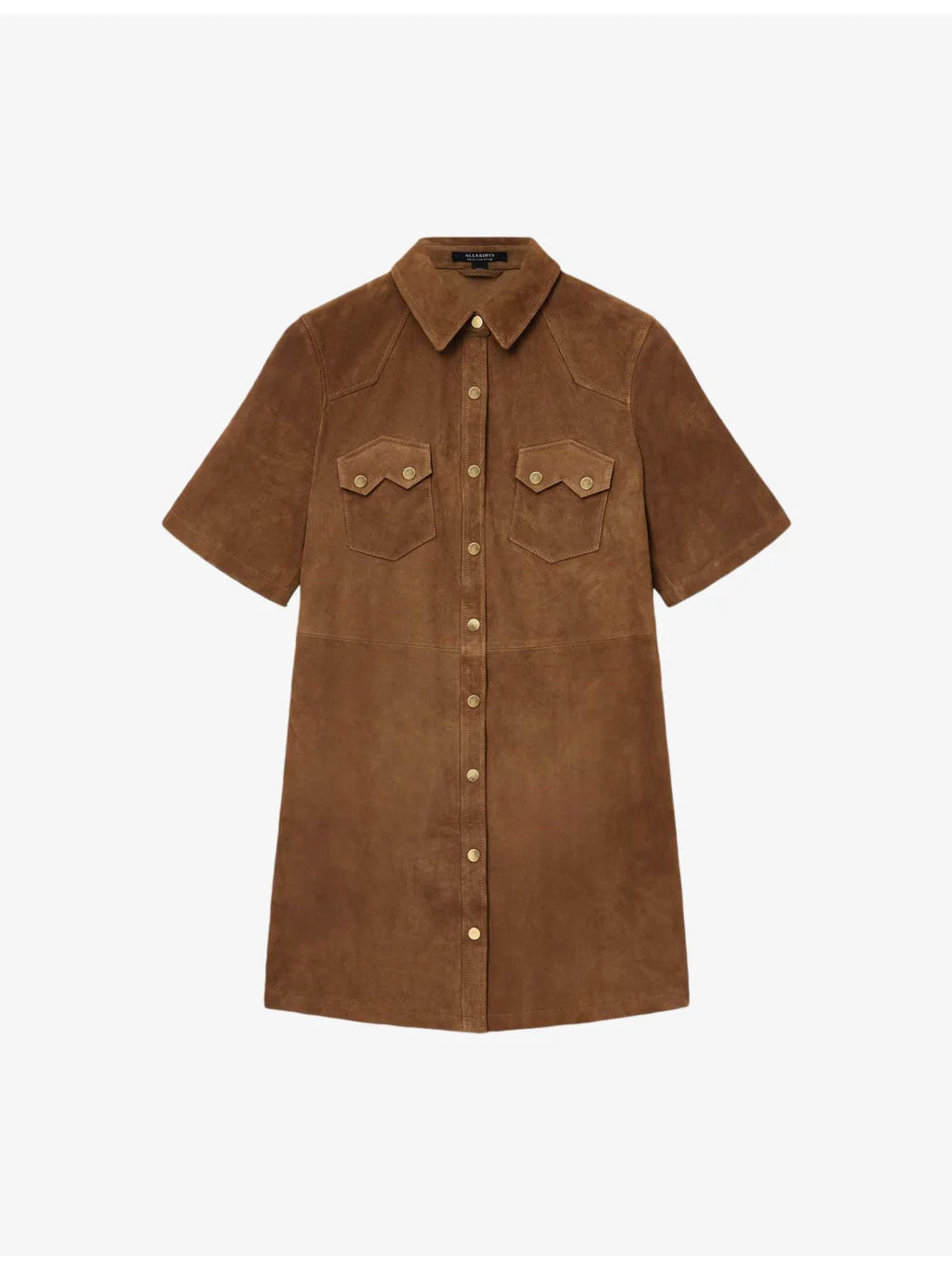 Rock Short-Sleeve Suede Mini Dress - 1